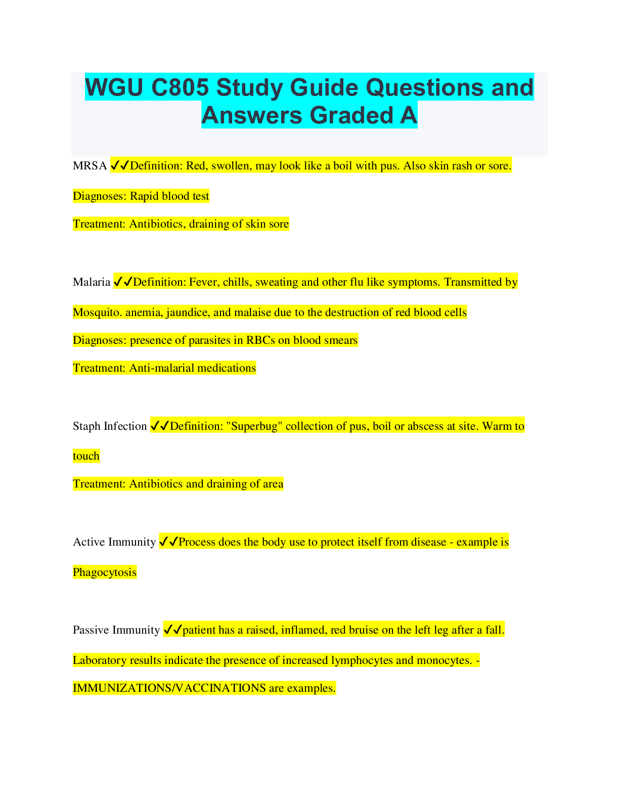 Recommended document preview for WGU C805 Study Guide Questions and Answers Graded A